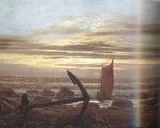 Moonlit Night with Boats on the Baltic Sea (mk10) Caspar David Friedrich